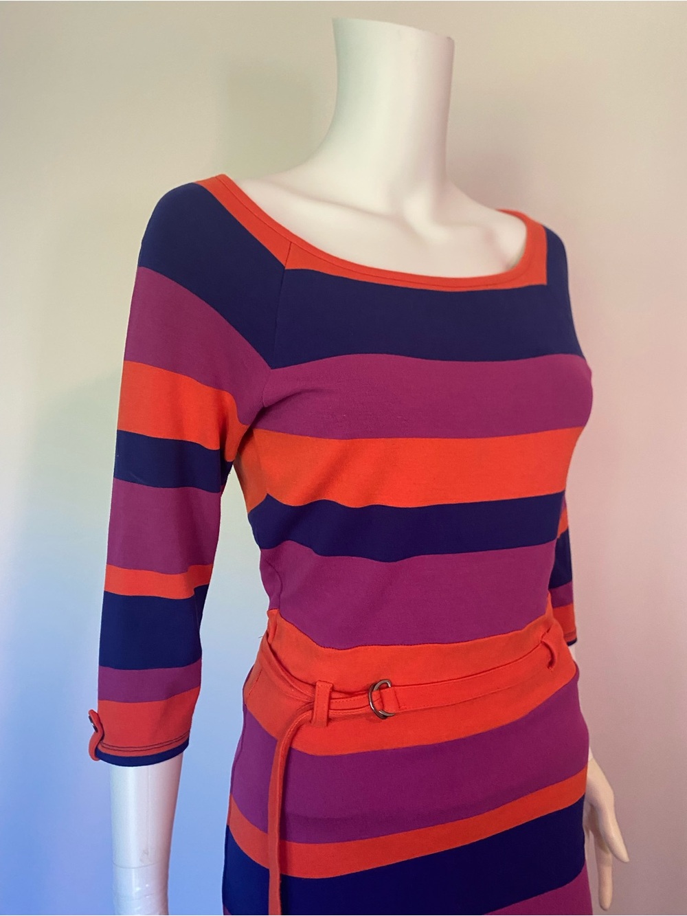 Esprit Striped Midi Dress in Orange, Purple, Navy